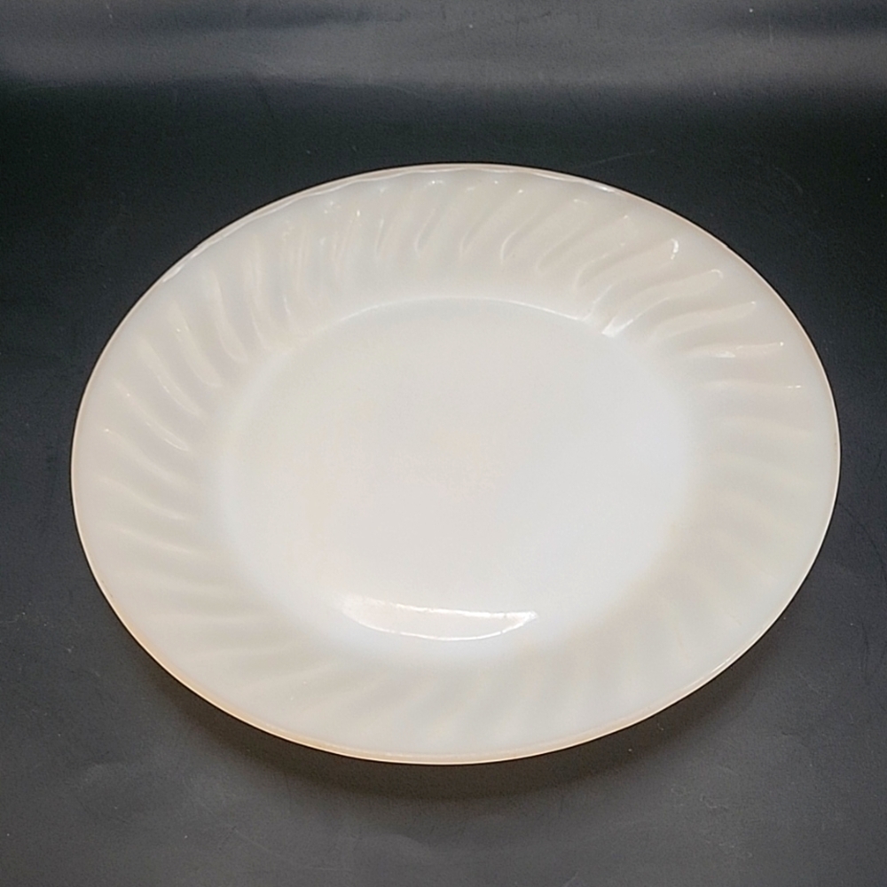 Vintage Fire King Swirl Plate White 9"